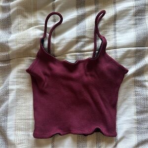 May Pink - Burgundy Ribbed Crop Top